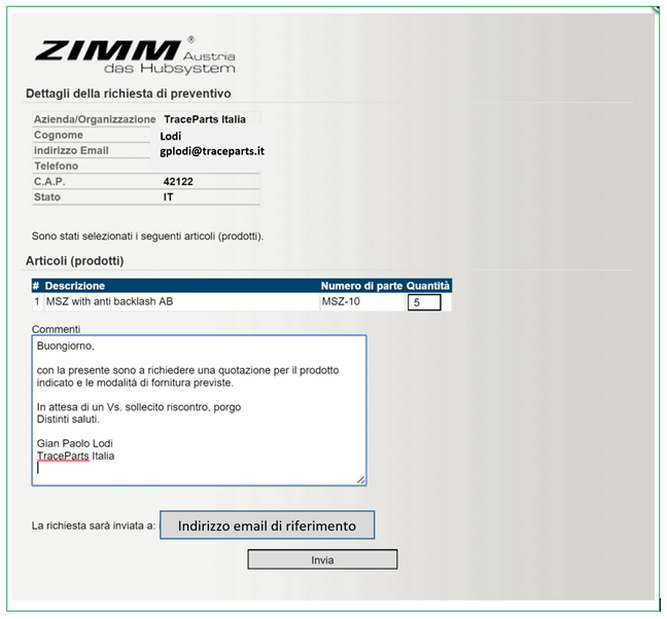 zimm modulo contatto componentistica 3d